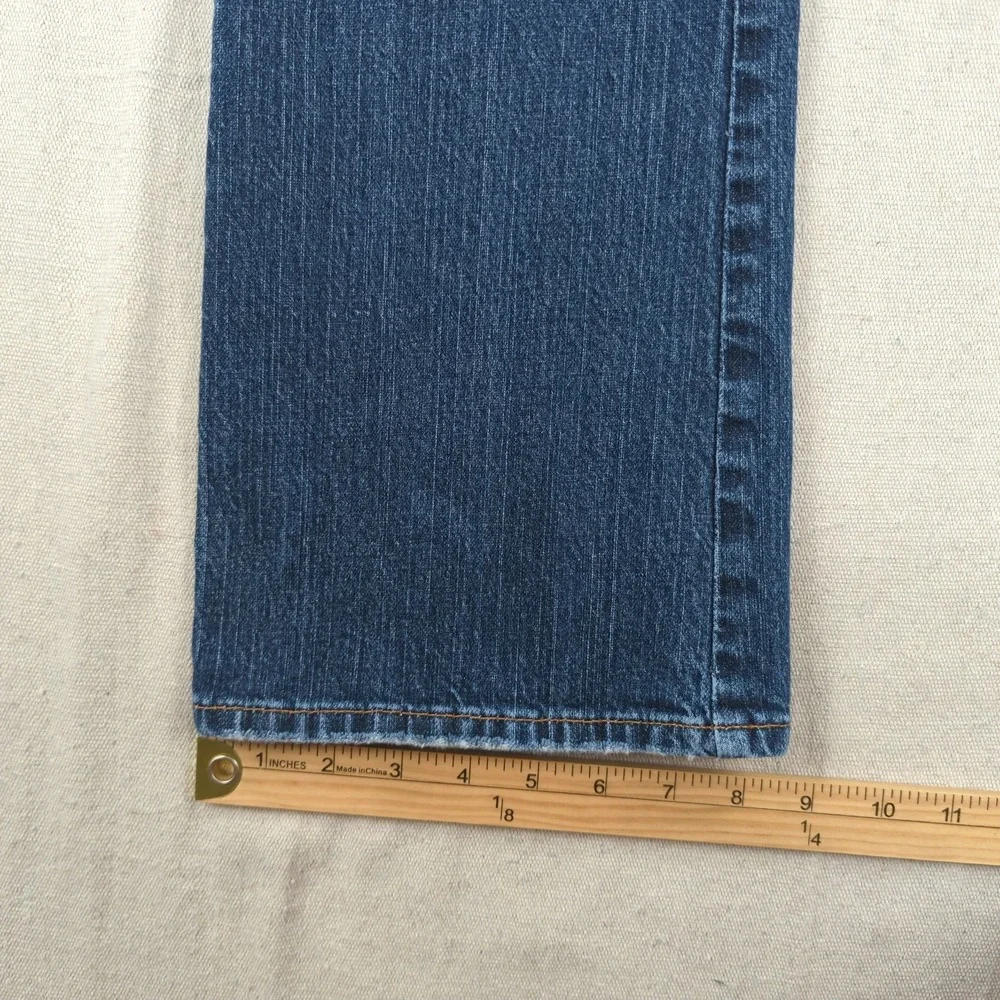 Lucky Brand Jeans Mens 30x31 Blue Slim Boot Cut Buton Fly Western Distressed